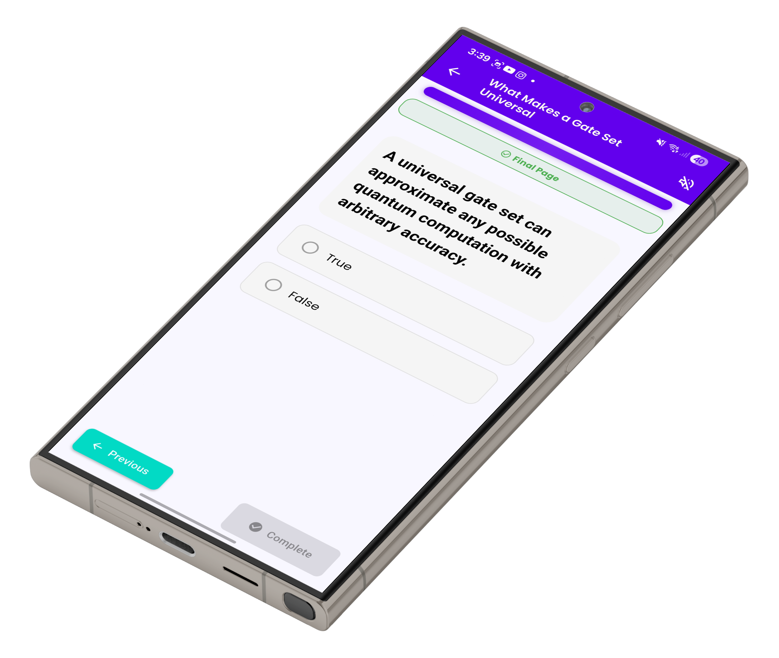 Q-Learn quiz screen